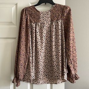 LS blouse with button neck